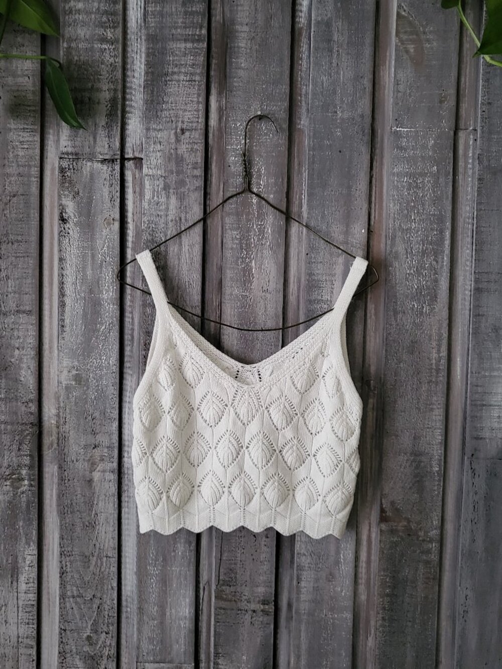 White Crochet Knit Sleeveless Crop Top 1XL Viscose Stretch
